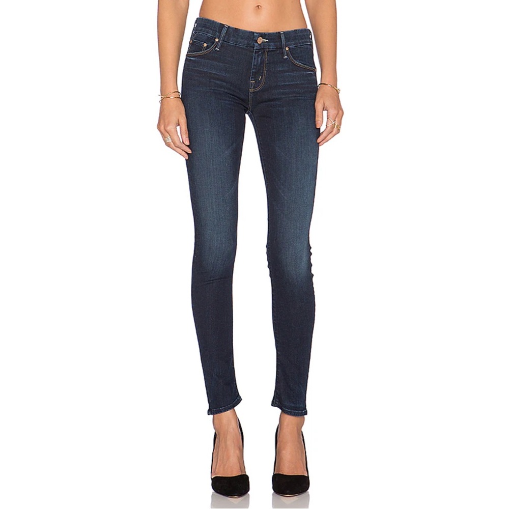 MOTHER The Looker Womens Skinny Jeans in No Play Dark Indigo
